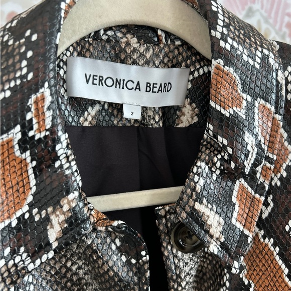 Veronica Beard Fulham Cropped Vegan Faux Leather Snakeskin Jacket - Picture 6 of 8